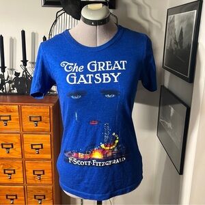 The Great Gatsby Blue Graphic Tee medium ModCloth Anthropologie Free People